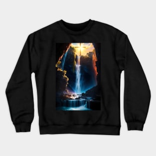 Cross On Top of Waterfall Crewneck Sweatshirt